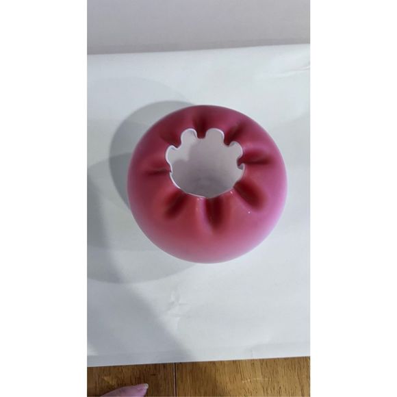 FENTON VINTAGE OMBRE PINK SATIN CRIMPED ROSE BOWL - Picture 3 of 9